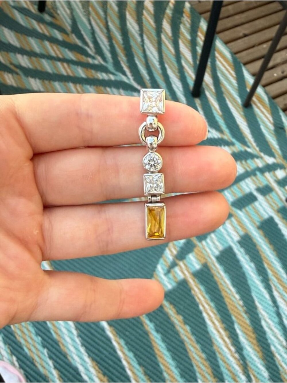 Sterling Silver 925 Feri Drop Pendant with Yellow Stone - Picture 2 of 6